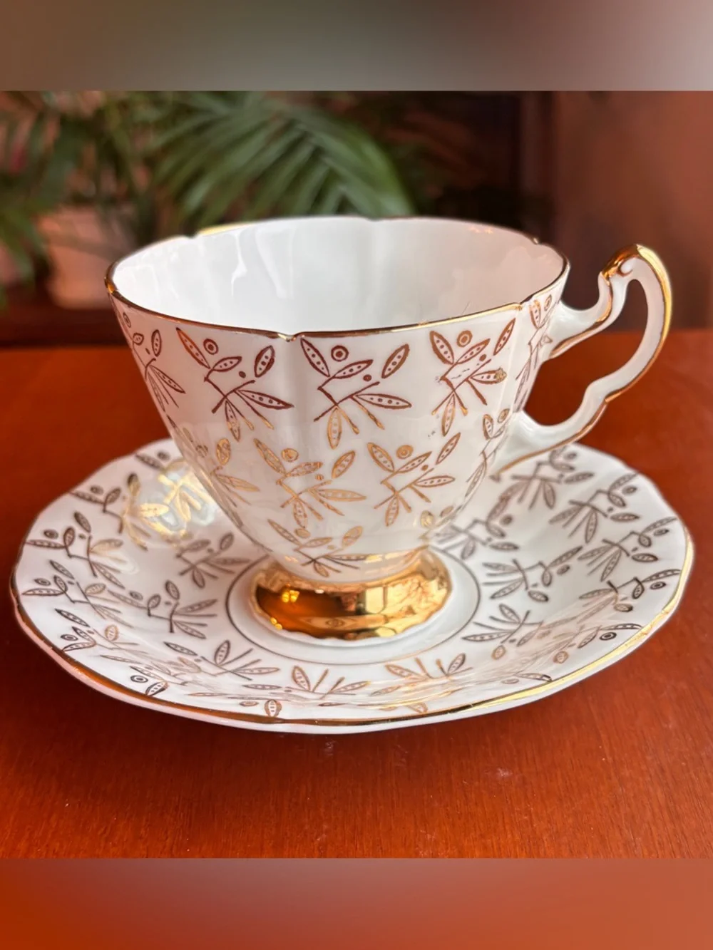 Royal Adderley Teacup & Saucer Fine Bone China Atomic Pattern England Vintage